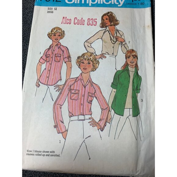 Simplicity Misses Shirt Sewing Pattern sz 14 7912 - uncut - Picture 7 of 9